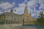 Painting of view of Jackson Square French Quarter of New Orleans, William Woodward